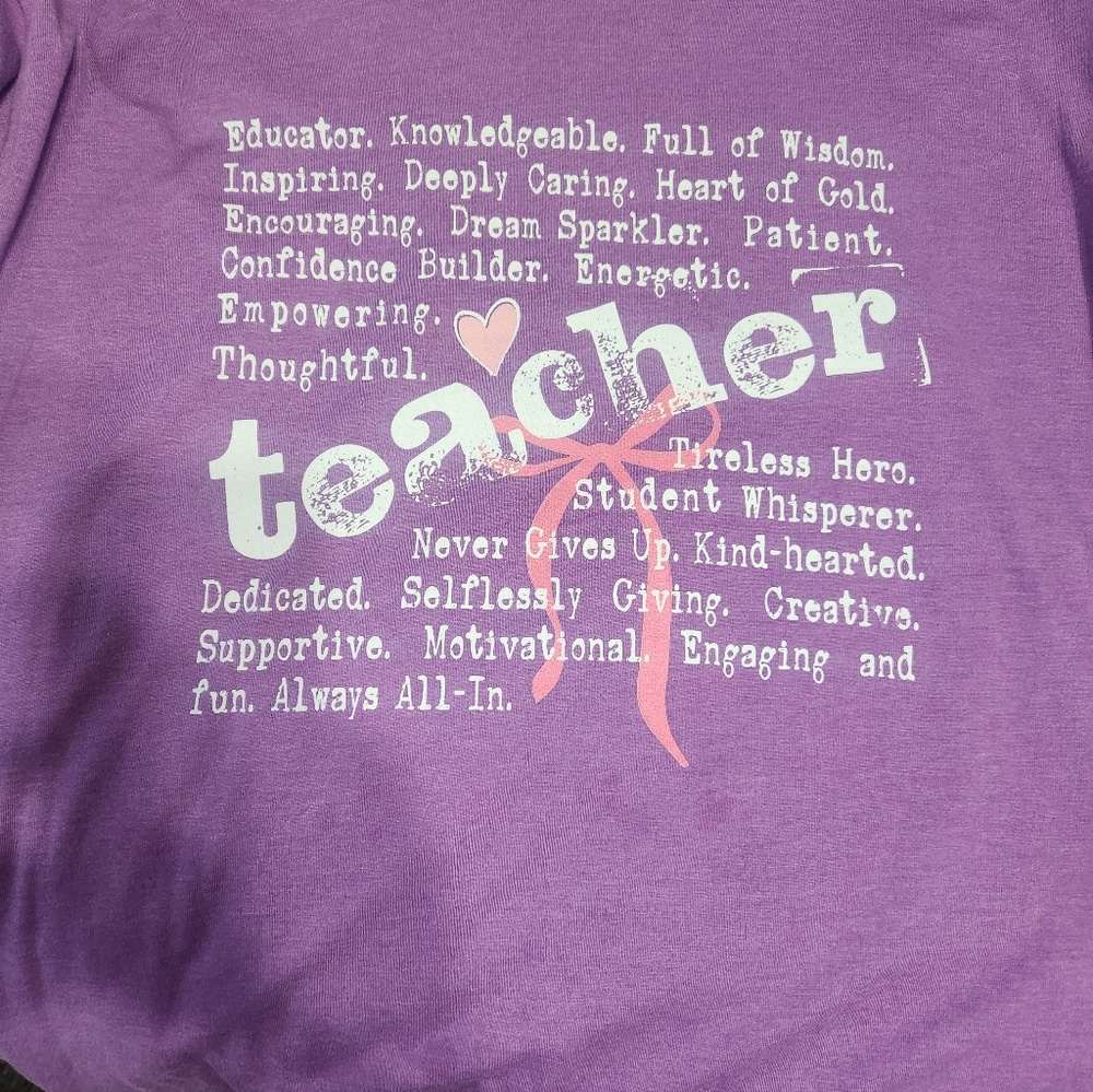 Purple Teacher Shirt with Inspirational Print